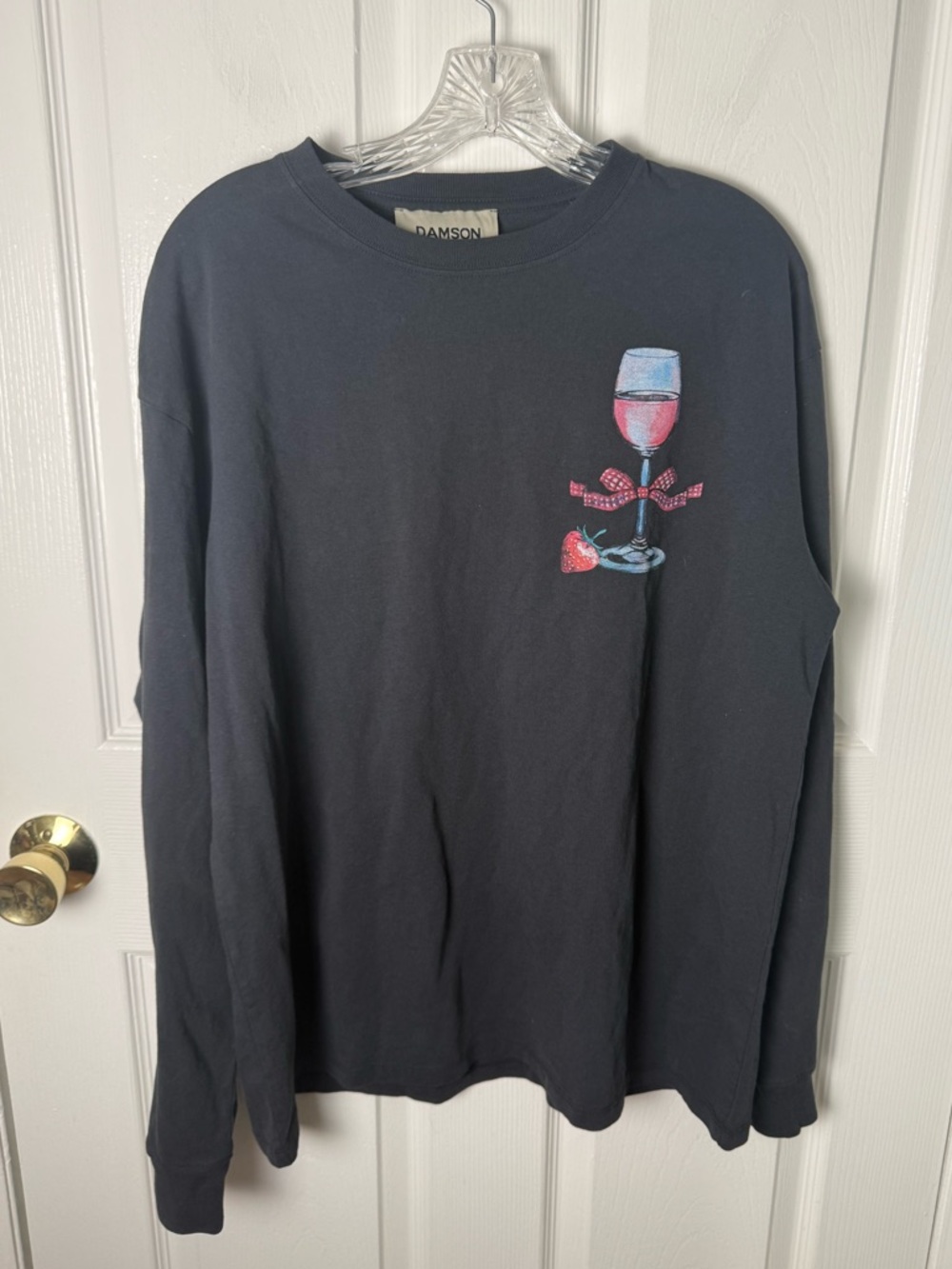 Damson Madder Rose Wine Long Sleeve Tee in Charcoal 6 - Picture 2 of 7